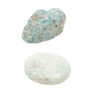 Ensemble de pierres brutes et polies en amazonite - Lot