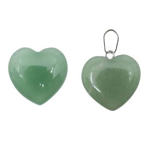 Cœur en pierre précieuse Aventurine verte avec pendentif - Ensemble