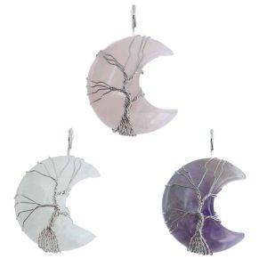 Ensemble de Pendentifs Lune Triangle d'Or (Arbre de Vie) - Lot