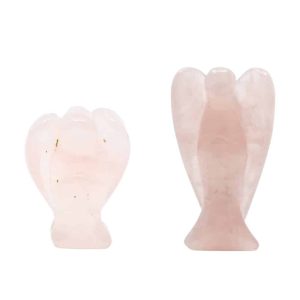 Ensemble d'Anges en Quartz Rose (Petit et Grand) - Lot