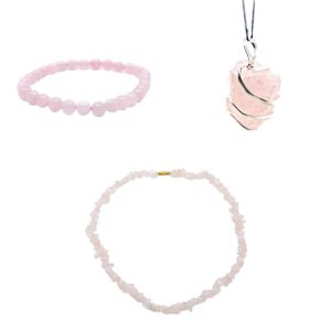 Ensemble de Bijoux en Quartz Rose - Lot