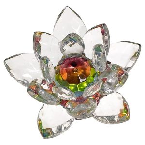 Lotus de Cristal Coloré en Verre de Chine