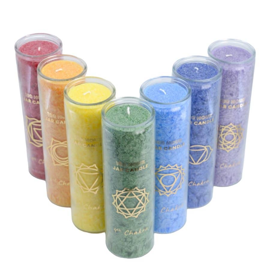 Ensemble de bougies 7 chakras commerce équitable (100 heures de combustion)