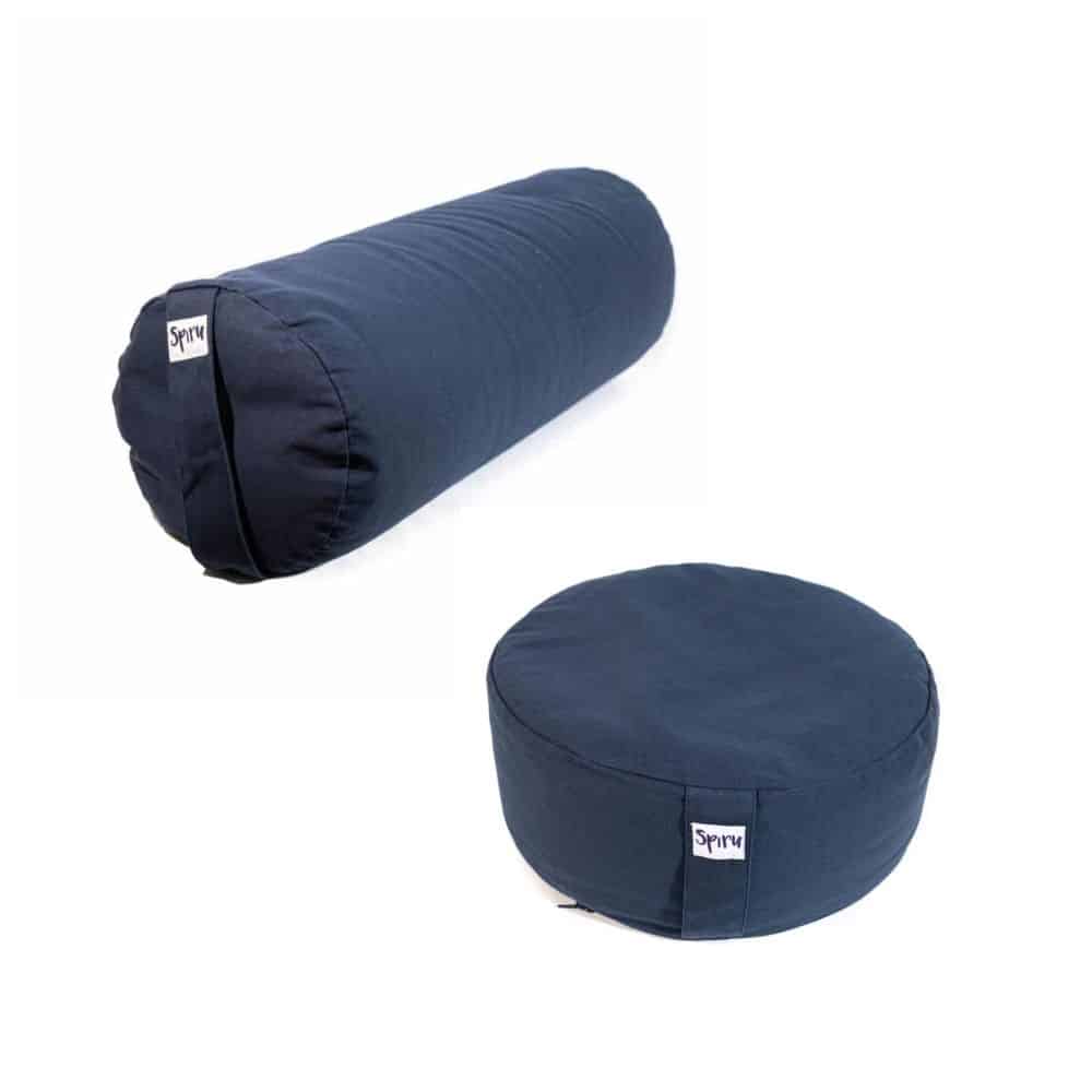 Ensemble de Bolster de Yoga Bleu et Coussin Bleu Foncé