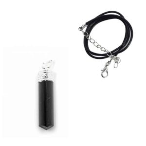 Pendentif en Pierre Précieuse Tourmaline Noire avec Chaîne Simple – Ensemble