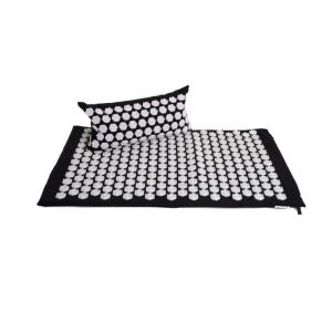 Tapis d'acupression Shakti Mat Coton Lotus avec Coussin d'acupression (Noir)