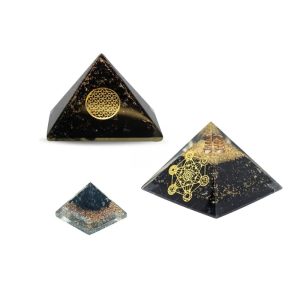 Ensemble d'Orgonite en Tourmaline Noire pour Protection (3 Pyramides)