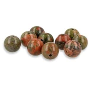 Ensemble de 10 perles d'unakite pour la perspicacité et l'ancrage