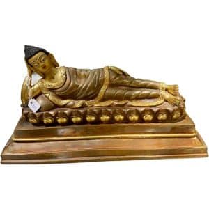 Nirvana Visage d'Or Bouddha Statue Dorée Poids Environ 2,17 kg