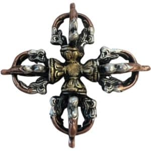 Messing double dorje trois couleurs bronze argent or