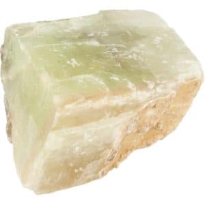 Calcite verte brute en double éclat, poids 1,25 à 1,5 kg