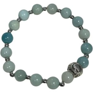 Bracelet de Signe Astrologique en Amazonite Verseau Élastique 16 cm Perles de 8 mm