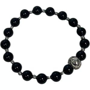 Bracelet en perles d'onyx Signe du zodiaque Capricorne Élastique 16 cm Perles de 8 mm