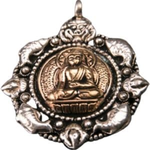 Pendentif Bouddha en métal blanc de 5 cm