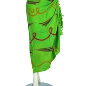 Sarong vert vif motif ondulé matériau en rayonne origine Bali