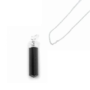 Pendentif en Pierre Précieuse Tourmaline Noire avec Chaîne en Argent – Ensemble