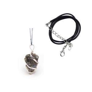 Pendentif Pierre Précieuse Brute Labradorite avec Chaîne Simple – Ensemble