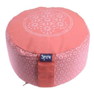 Coussin de Méditation Rose Spiru Rond en Coton - Motif Ensoleillé - 30 x 15 cm