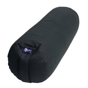 Traversin de Yoga Noir Rond en Coton - Uni - 59 x 21,5 cm
