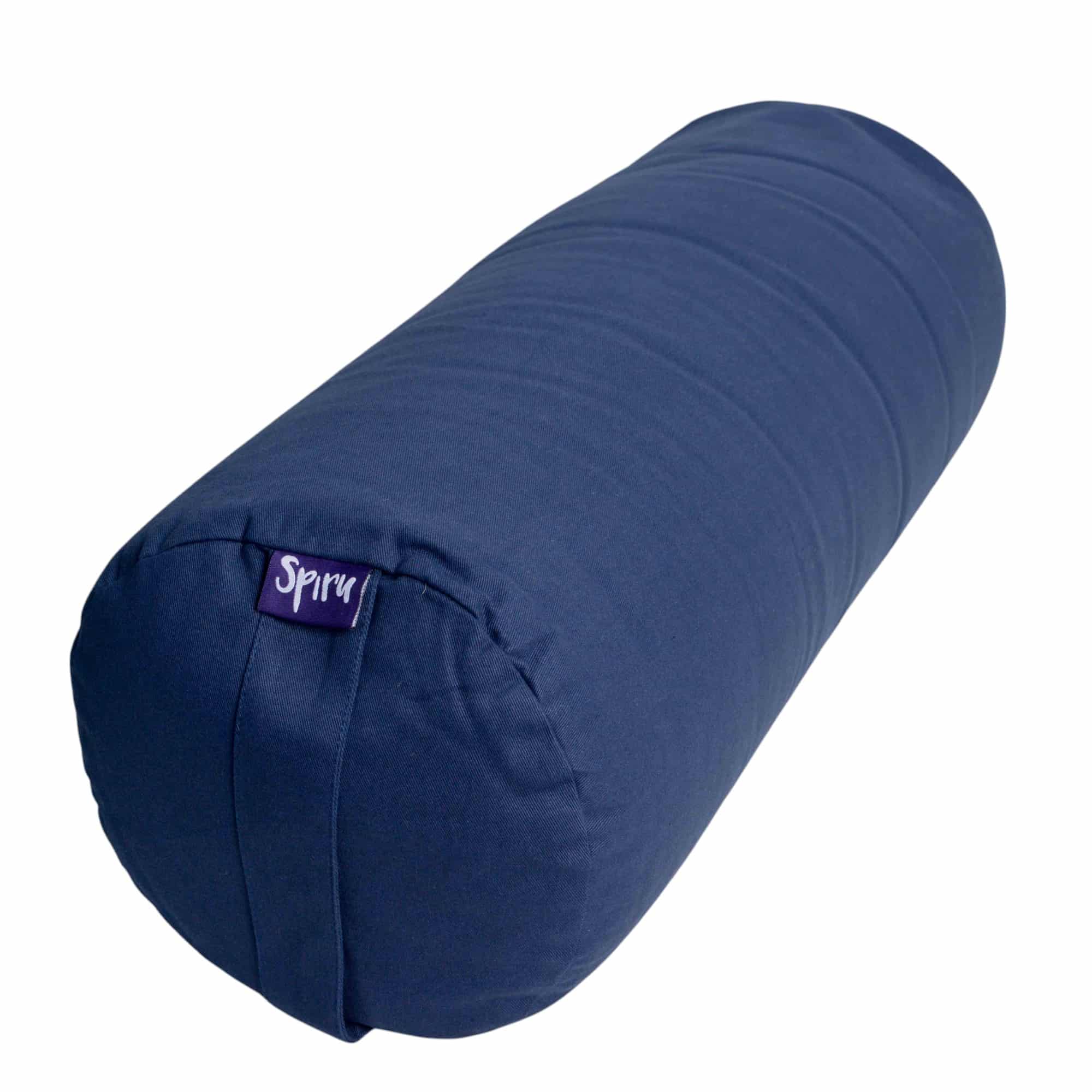Tapis de yoga rond en coton bleu - uni - 59 x 21,5 cm